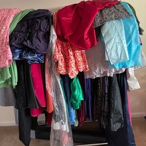 Over 60 homecoming, bridal, cocktail dresses. Selling all 60 +mannequin $500